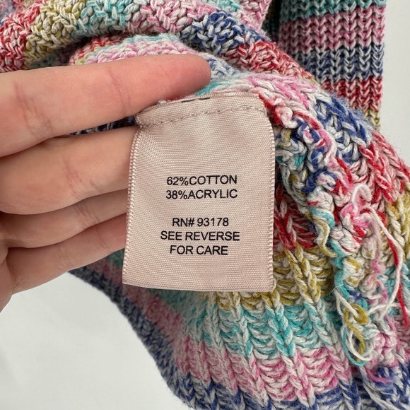 Philosophy Rainbow Striped Cotton Blend Crew Neck Pullover Knit Sweater Large - Picture 4 of 9